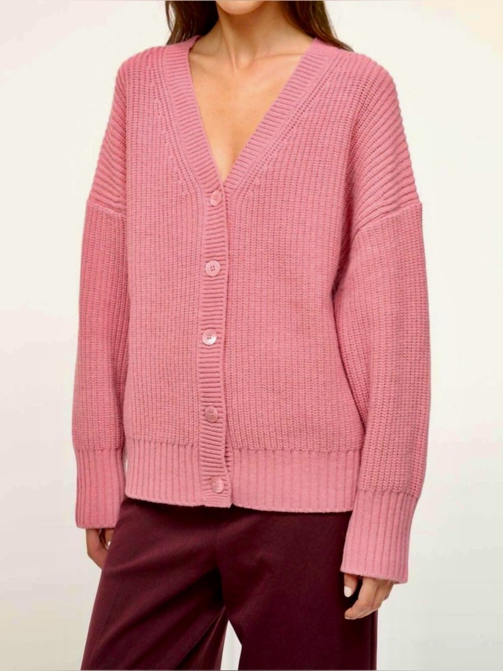 STAUD | The Matilda Cardigan in Dusty Rose